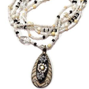 Multi Strand Seed Bead Crystal Necklace